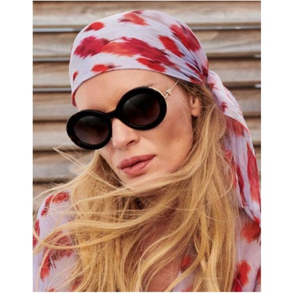 Carolina Herrera Sunglasses CH0020 Violet Oval Round Oversized Acetate - Picture 12 of 16